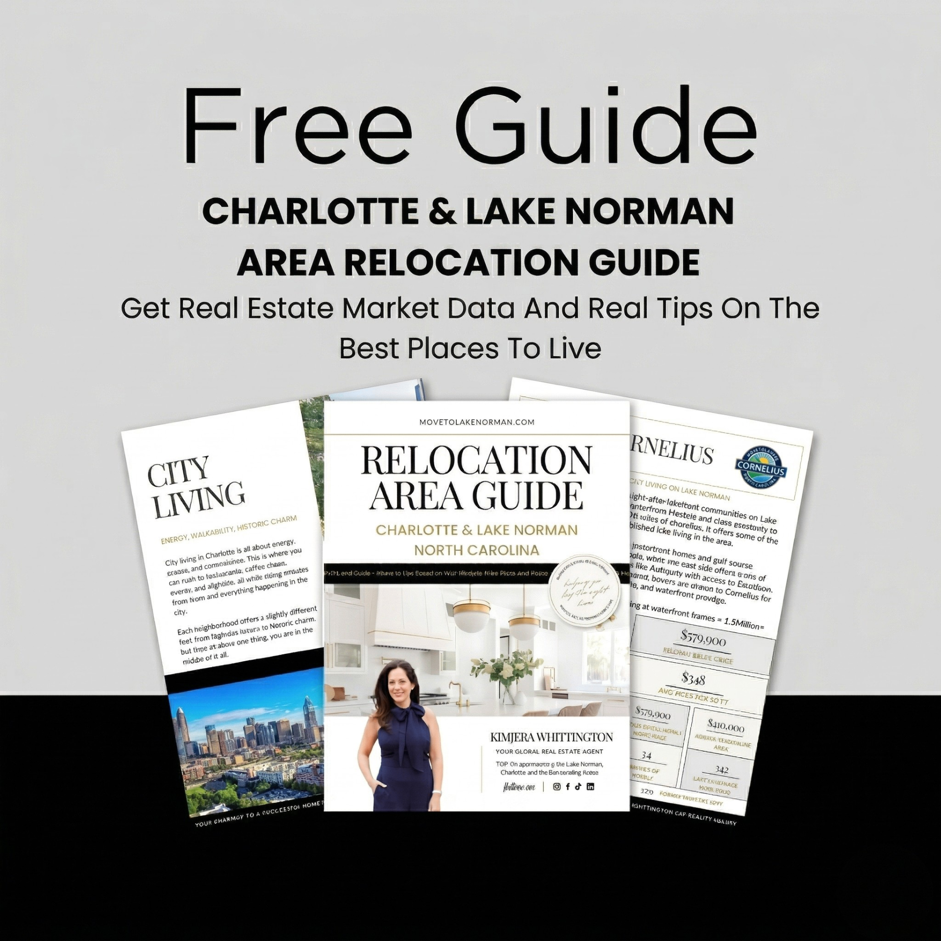 Charlotte and Lake Norman Area Relocation Guide preview showing cover and sample pages